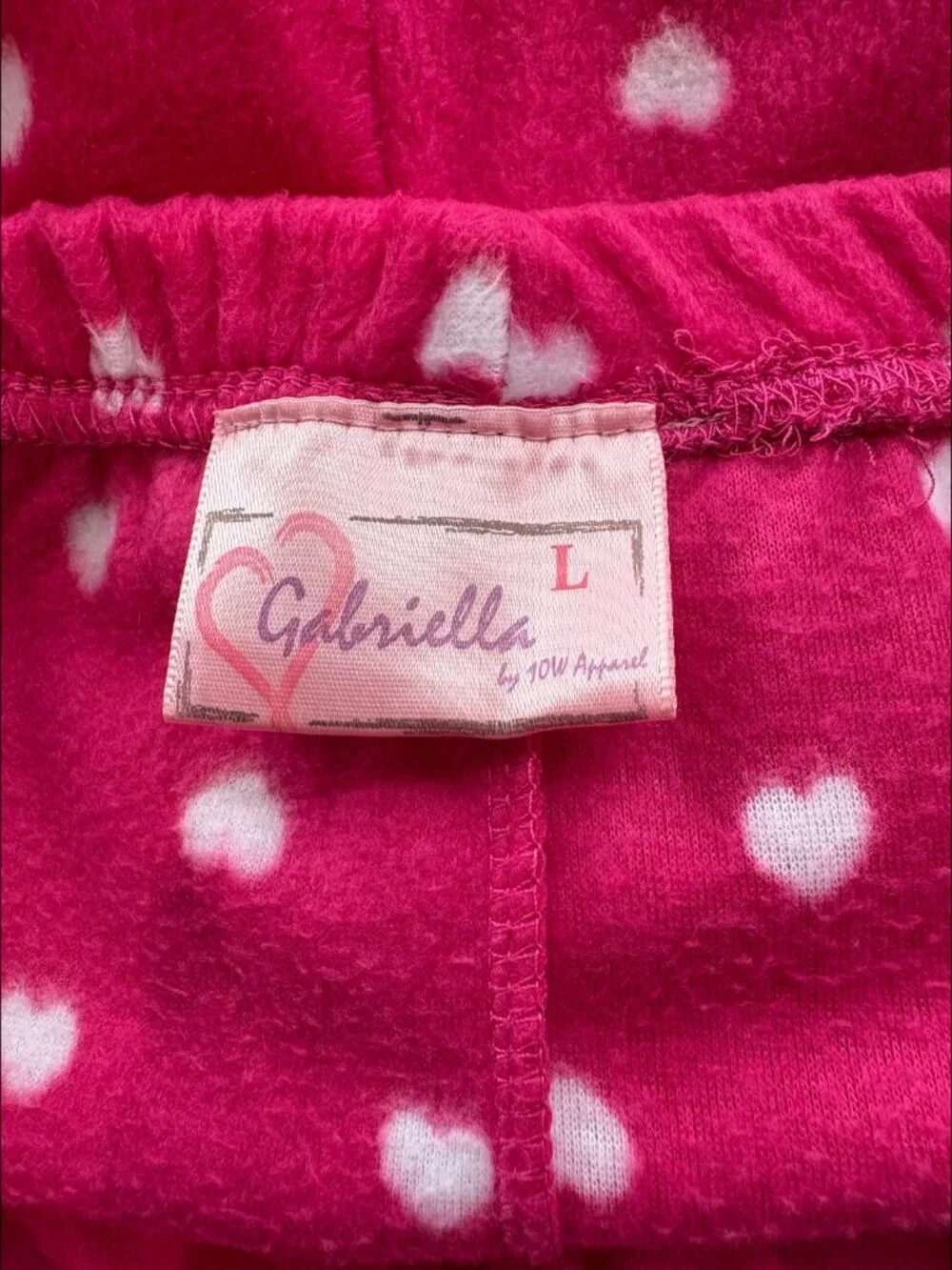 Gabriella by 10W Apparel Pink Heart Fleec Pajama Pants Size L (2659-1) - Picture 3 of 4